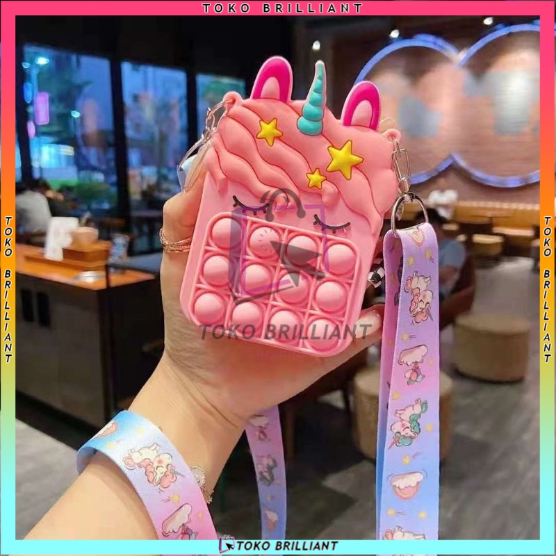 TAS Mainan Squishy Bubble TAS Pop It Bahan Silikon Warna Pelangi Untuk Penghilang Stress Anak / Dewasa [COD]