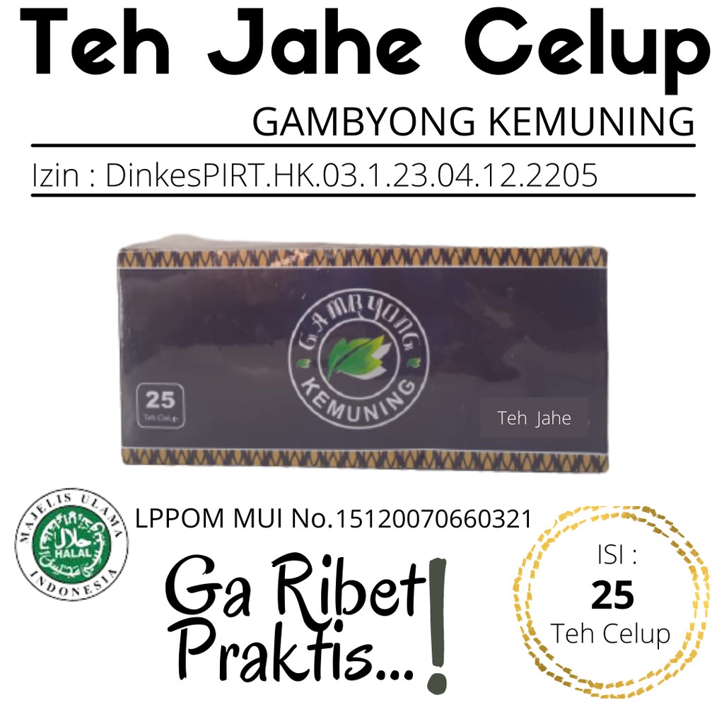 

Gambyong Teh Jahe Celup 50 Gram Oleh - Oleh Khas Kebun Teh Kemuning Karanganyar dan Solo