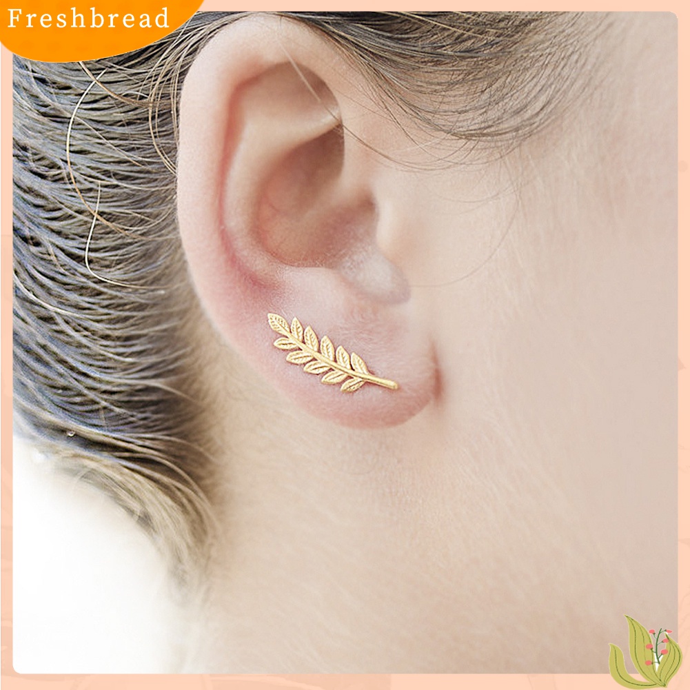 [Fresh] Anting Tusuk Motif Daun Hias Berlian Imitasi Elegan untuk Wanita / Pesta