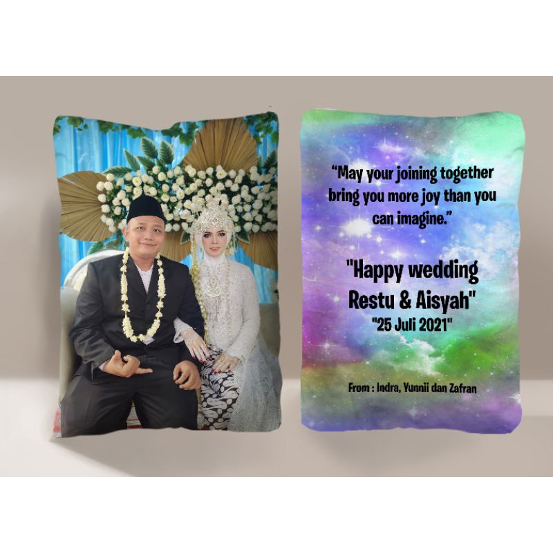 BANTAL CUSTOM HADIAH PERNIKAHAM WEDDING KADO PERNIKAHAN CUSTOM BIKIN KADO PERNIKAHAN FOTO