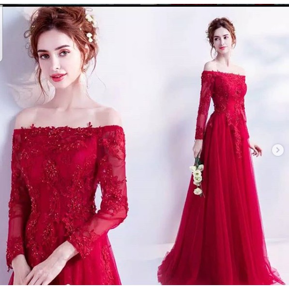 Gaun Wedding Mama Merah