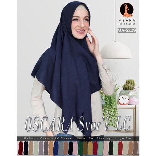 OSKARA SYAR'I AZARA LC | Hijab SegiEmpat POLOS JUMBO IMPORT | Ukuran 130 X 130 cm