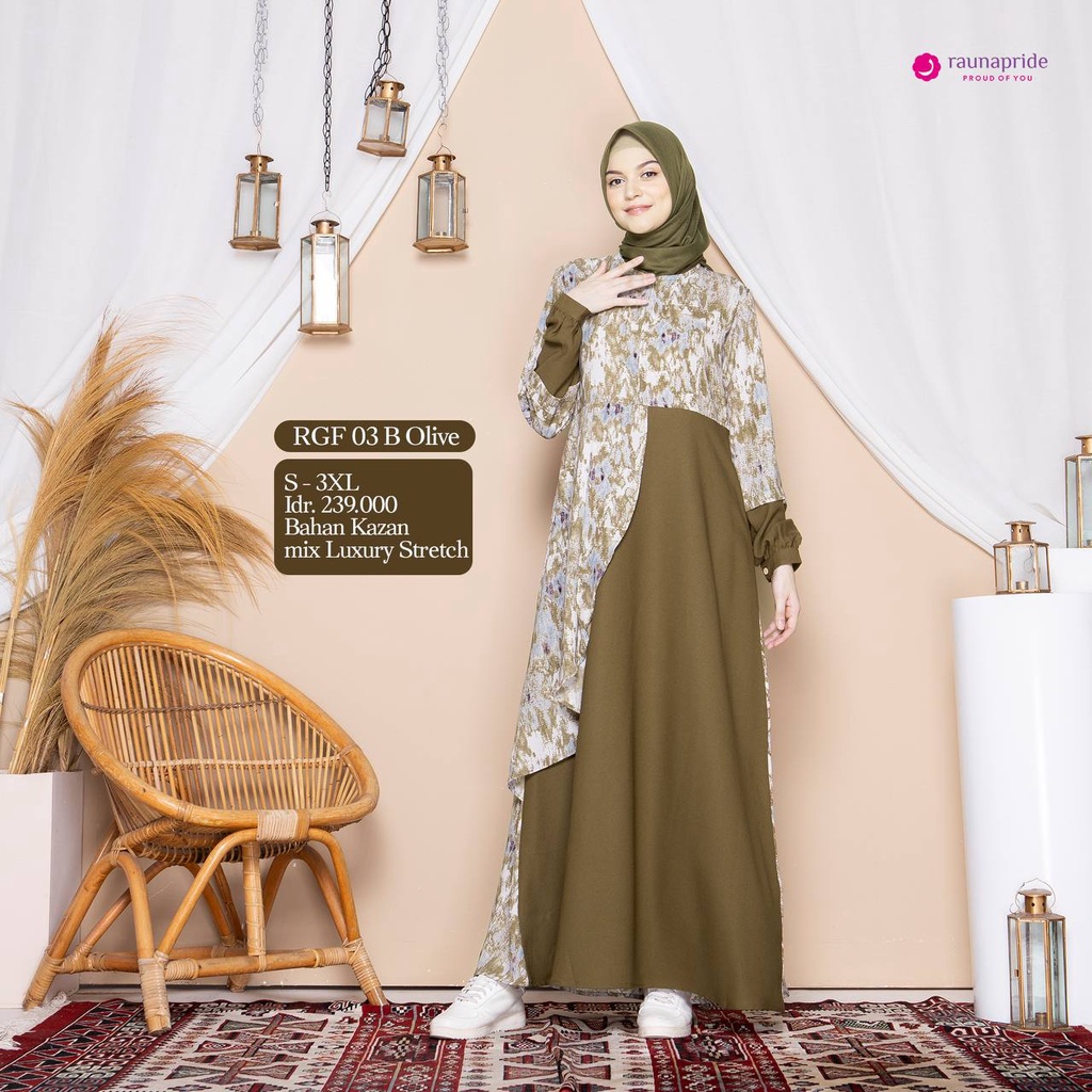 Sarimbit Rauna Couple Keluarga SR 03 Olive / Sarimbit Rauna Terbaru 2022 / RGF 03A -  RGF 03B - RRF 03 - RGAF 03 - RKF 03 - RKAF 03 / Fashion Muslim