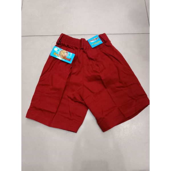 seragam SD celana pendek (merah, coklat, hitam)