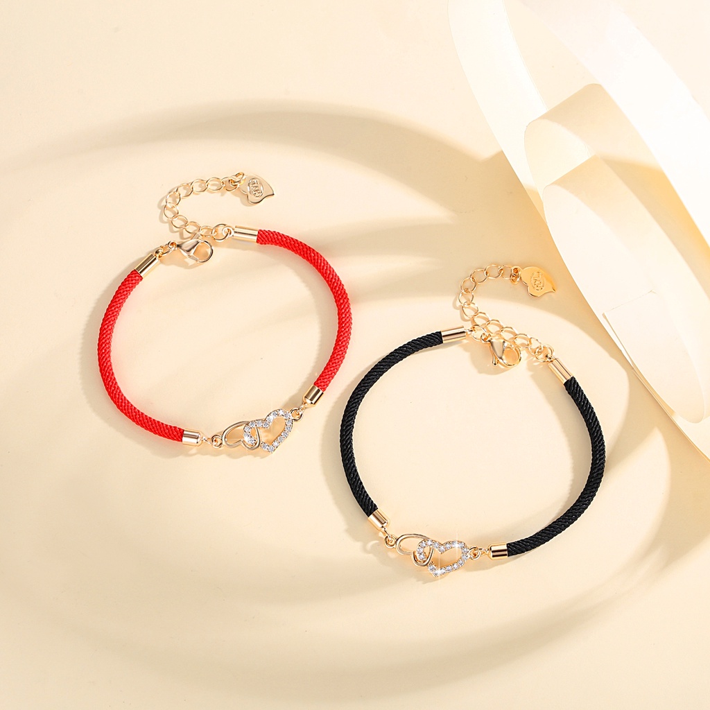 Y664【Barang spot】Gelang Couple / Gelang Desain Berbentuk Hati Untuk Pria Dan Wanita Gelang Tali Braided LOVE Bracelet
