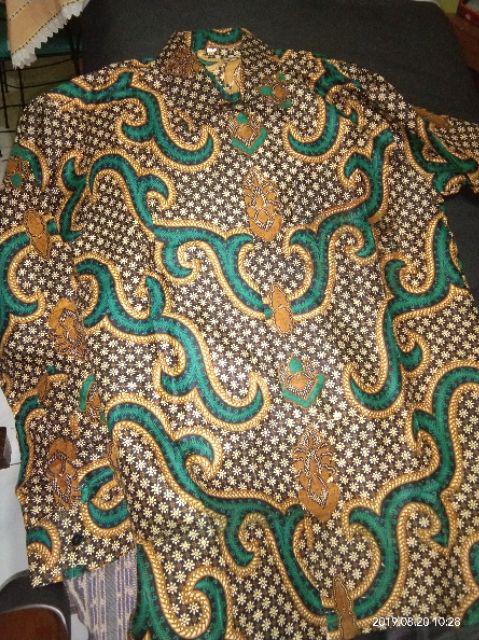 Havi Batik Hrb026 Kenongo Kemeja Pendek Pekalongan Padi M L Xl Sogan Tulis Halus Kemeja Batik