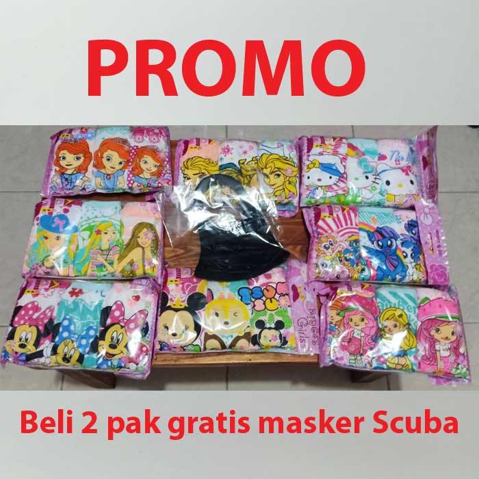 PROMO 2 PAK CELANA DALAM ANAK PEREMPUAN RIDGES GRATIS 1 MASKER SCUBA ANAK ANAK