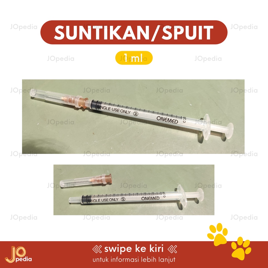 SPUIT 1ml 3ml ONEMED Spet Suntikan Sepetan Pipet Minum Obat Susu Hewan Kucing Anjing Kelinci Jarum Lepas Pasang