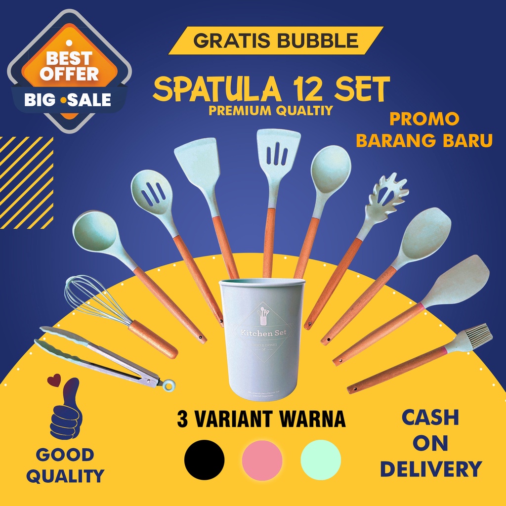 Putih Spatula 12 set Sutil Silikon Set PREMIUM Quality Model terbaru