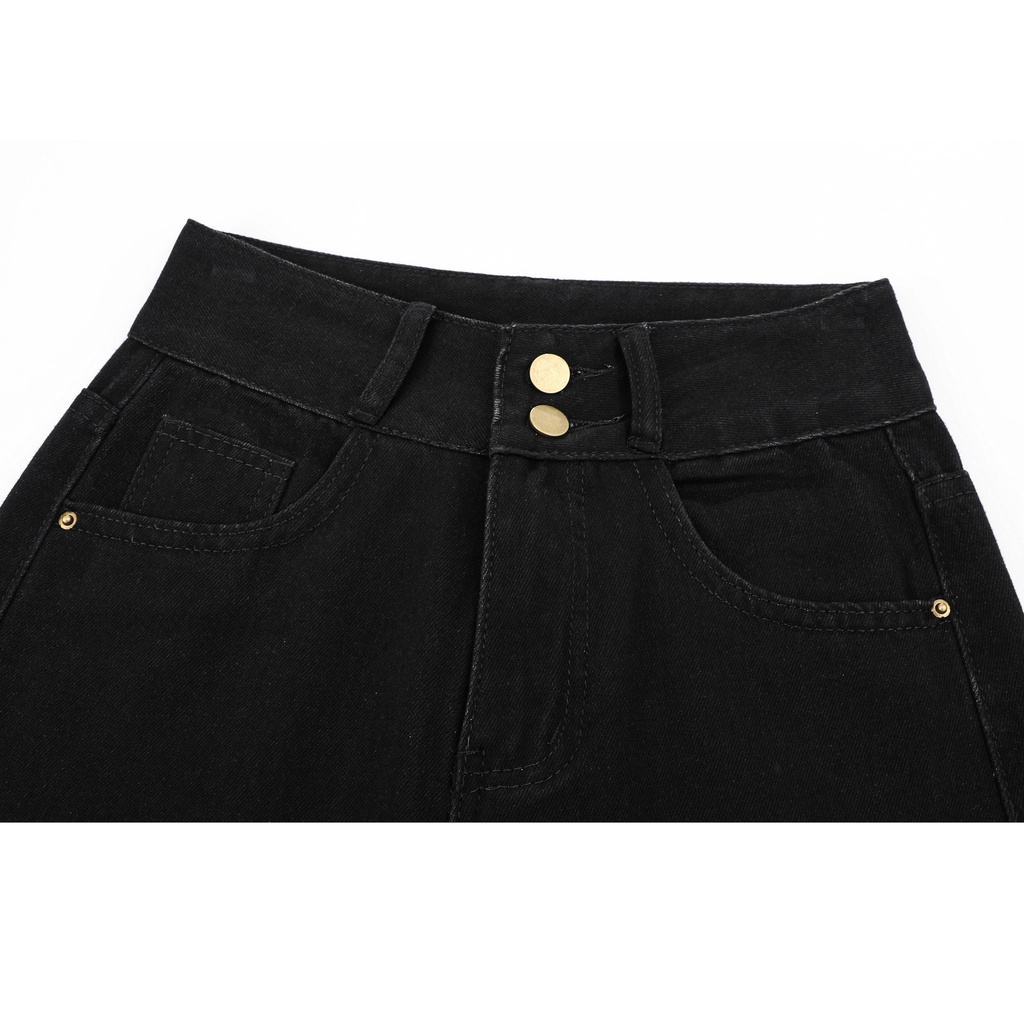 highwaist hitam new celana jeans panjang wanita  kulot import(raeplict)