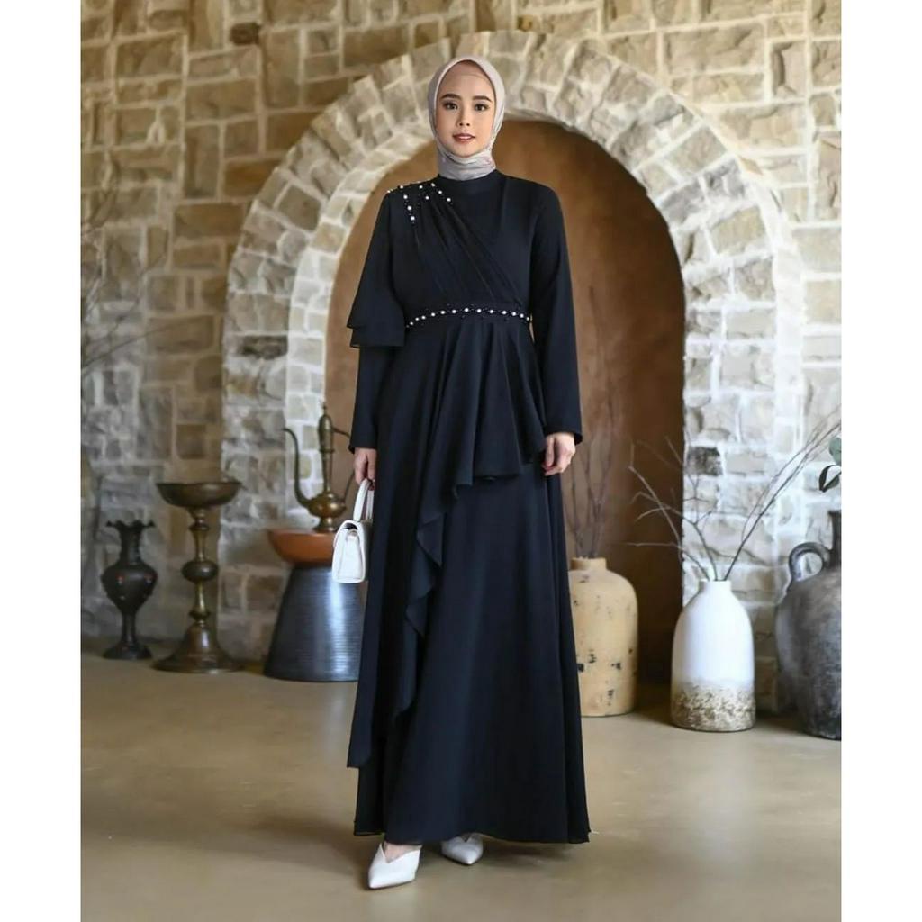 [COD] Yuvika dress Gamis Kondangan Aplikasi Mutiara Dress Remaja Terbaru Fashion Muslim Mutiara Gamis Ceruty Gamis Brukat