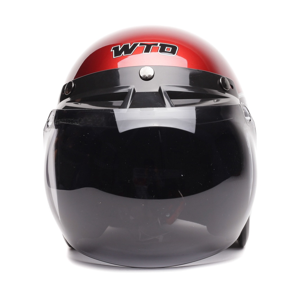 [Helm Dewasa] WTO Helmet Retro - Classic Coffee - Candy Red Black