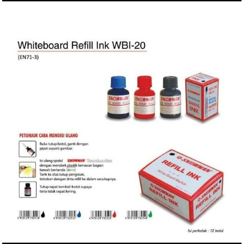 

isi ulang refill tinta spidol snowman White Board