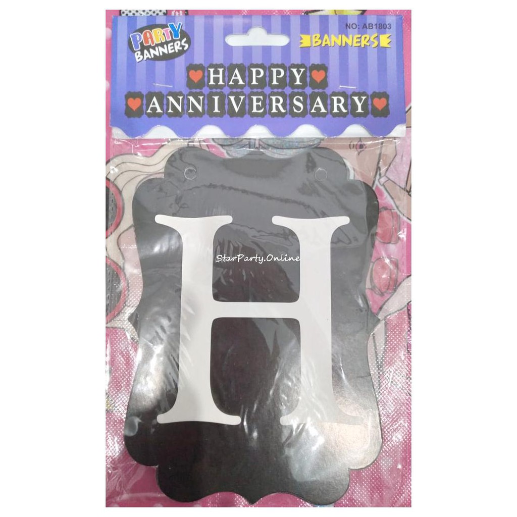 Banner Happy Anniversary /Rangkaian Kertas Anniversary/ Bunting Flag Hari Jadi