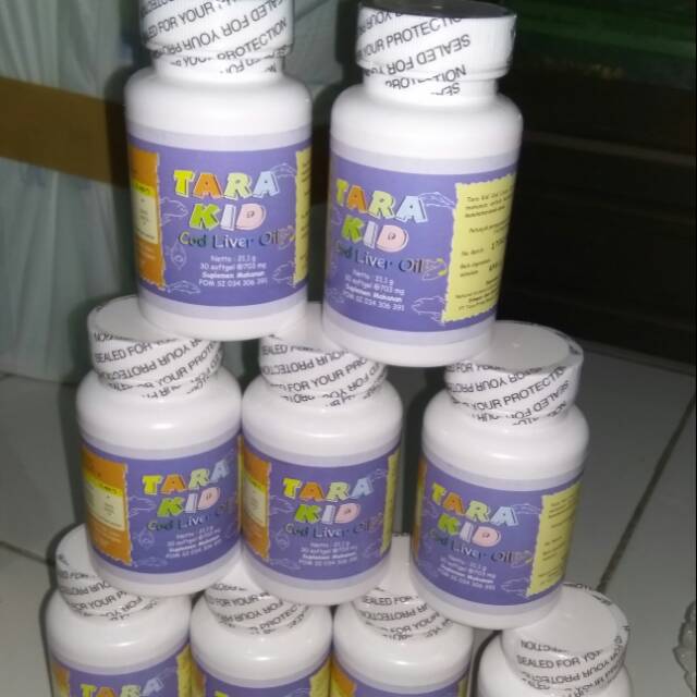TARA KID COD LIVER OIL + DHA || VITAMIN ANAK UTK Pertumbuhan & Kecerdasan ( ISI 30 SOFTGEL)