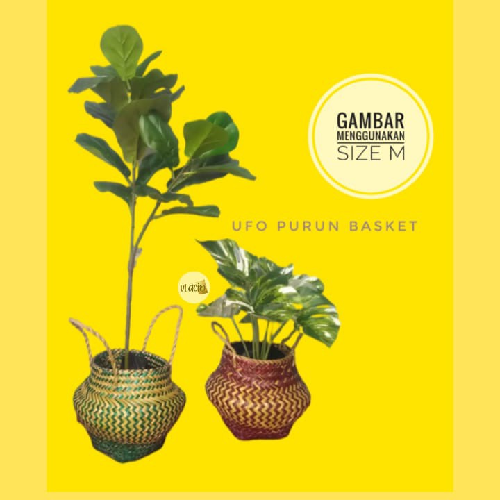Vlacio UFO Purun Basket / Keranjang Anyaman Purun Model Ufo Unik