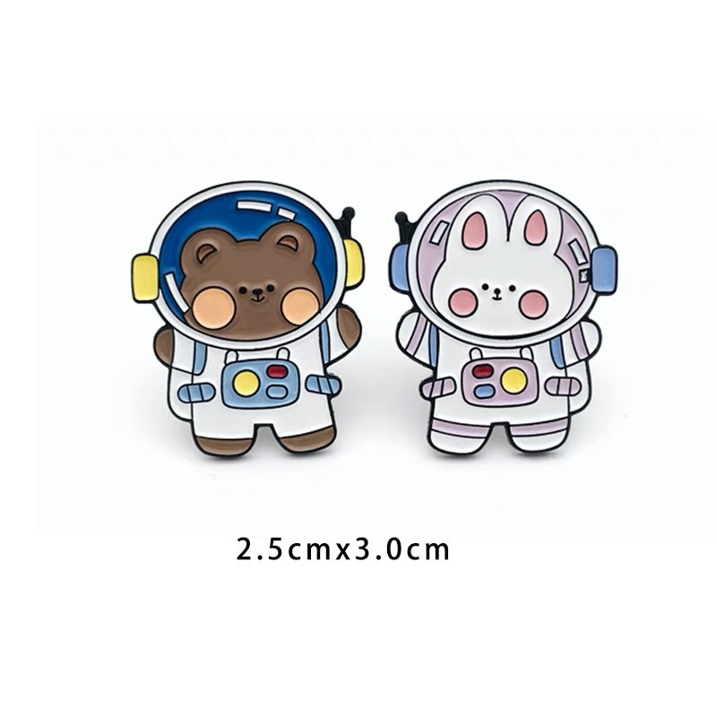 Planet astronot beruang kelinci bros cute Japanese gaya kartun beberapa alloy lencana tas aksesoris