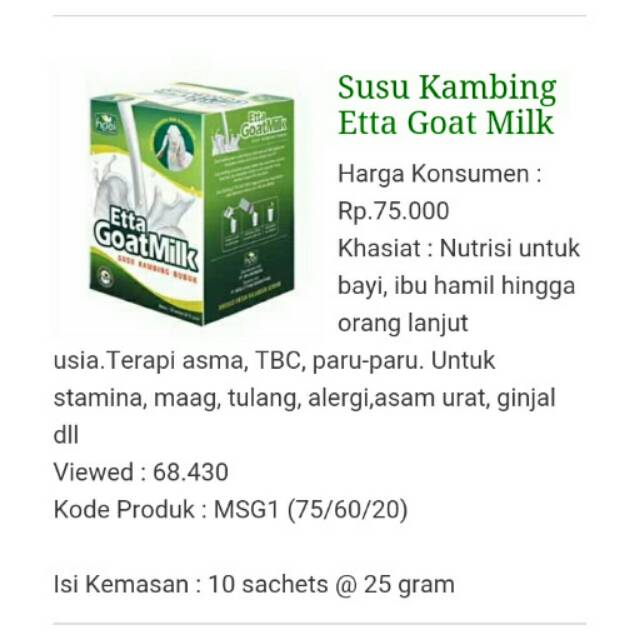 Susu Kambing Etta Goat Milk Hpai