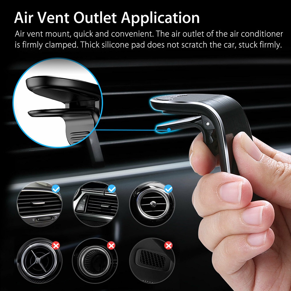 Car Holder Smartphone Air Vent Magnetic - F3 - Black