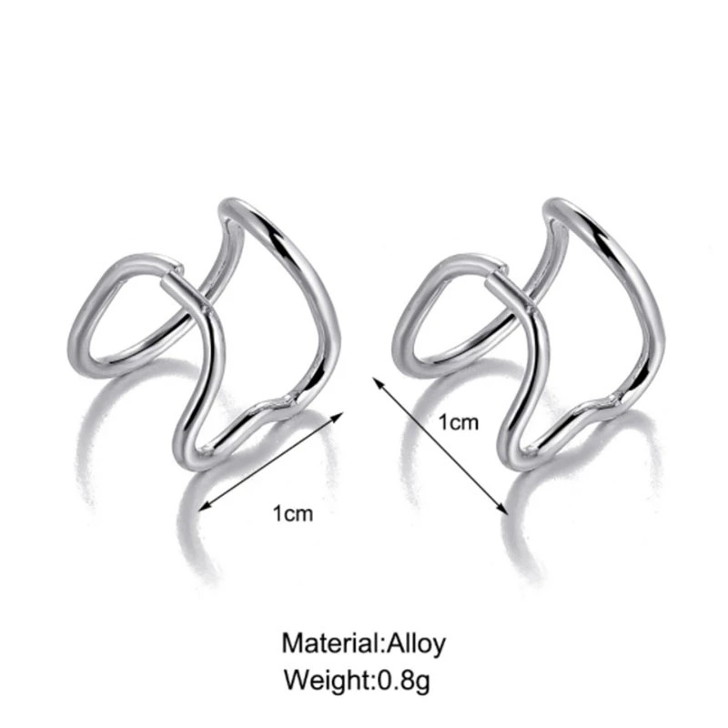 Anting Klip Tulang Telinga Bentuk Hati Ganda Warna Silver Gaya Korea Untuk Wanita