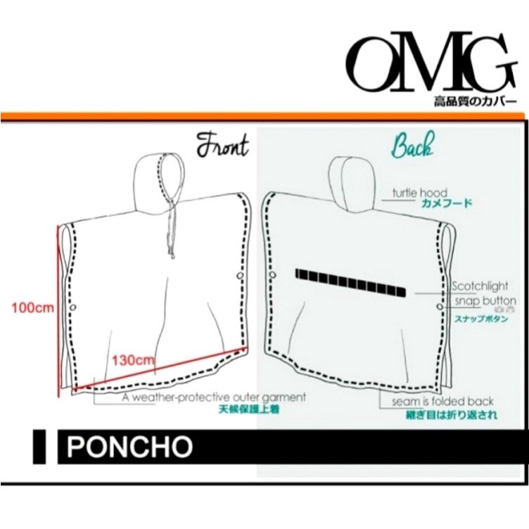 JAS HUJAN OMG PONCHO PONCO KELELAWAR ASLI ORIGINAL