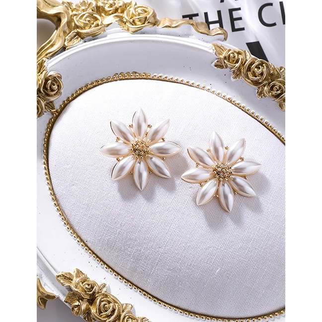LRC Anting Tusuk Fashion Short Paragraph Silver Needle Metal Stamen F56804
