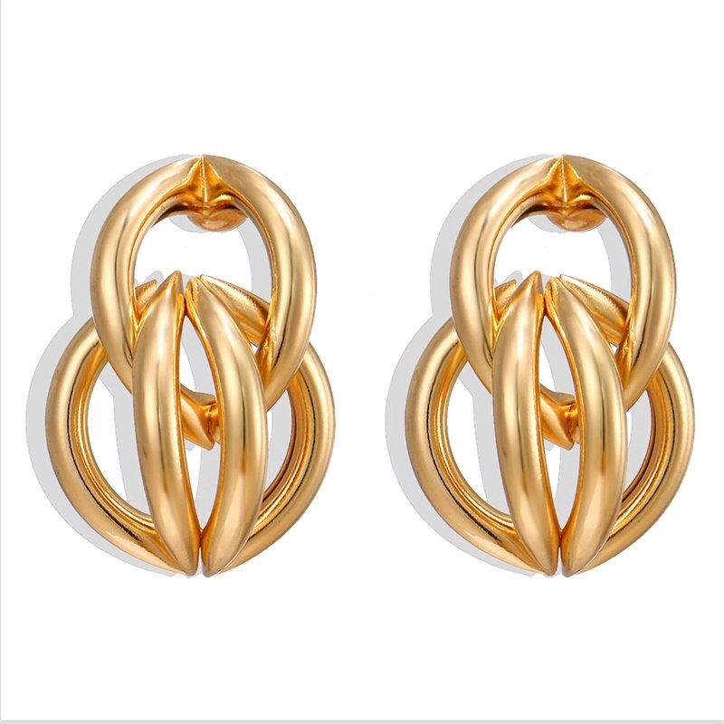 New Fashion Statement Earrings Vintage Geometric Matte Gold Earrings For Women Jewelry