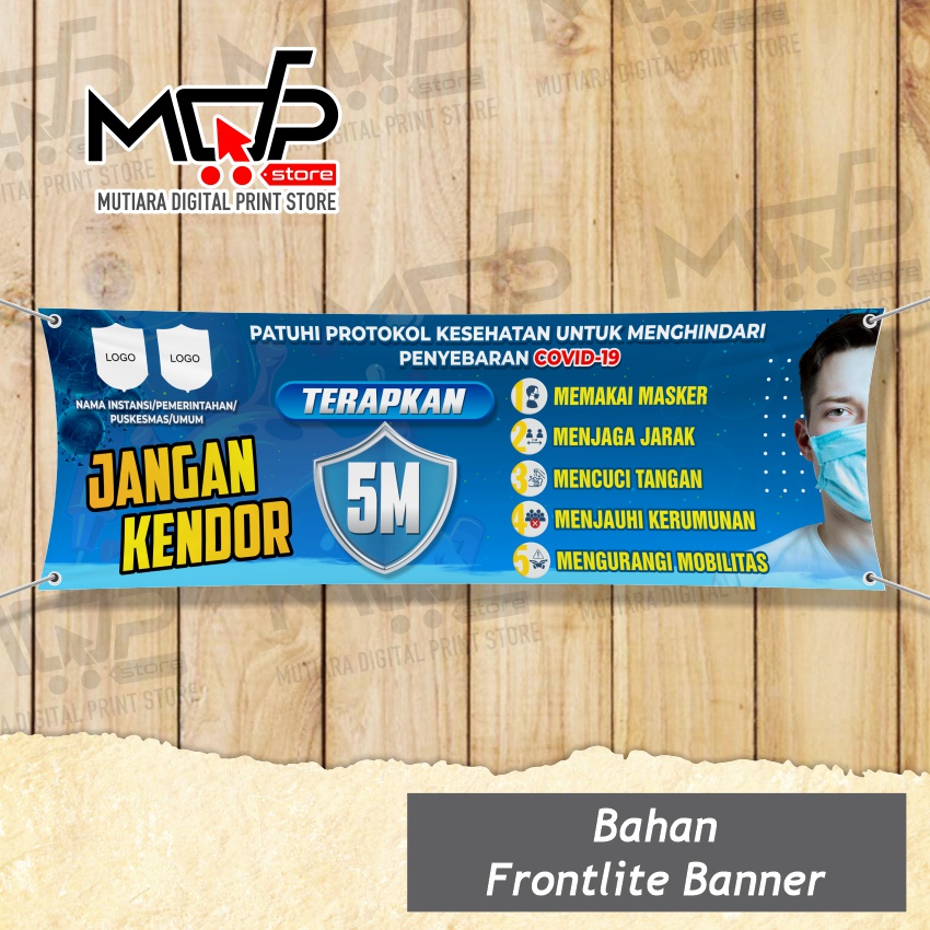 SPANDUK BANNER 3 X 1 M PROKES TERAPKAN 5M PROTOKOL KESEHATAN COVID19 MDPRINTSTORE