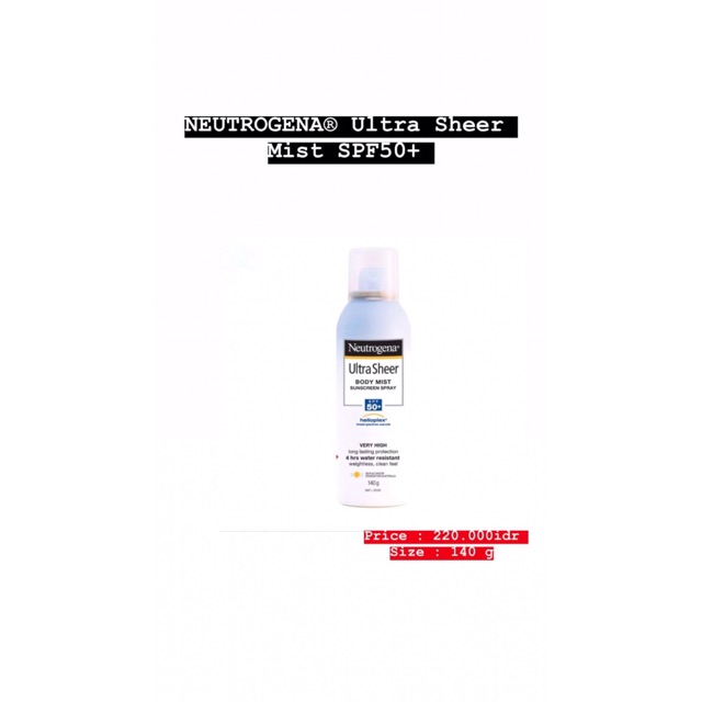 Neutrogena Ultra Sheer Mist Spf 50+