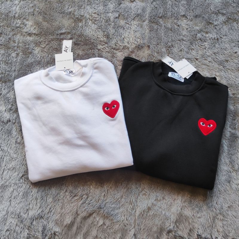 Sweater Crewneck Play Cdg Bordir Logo Fulltag &amp; Lebel