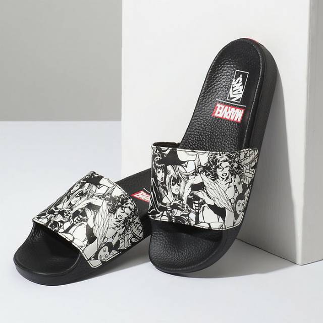 Sandal Slide On Marvel Black Premium