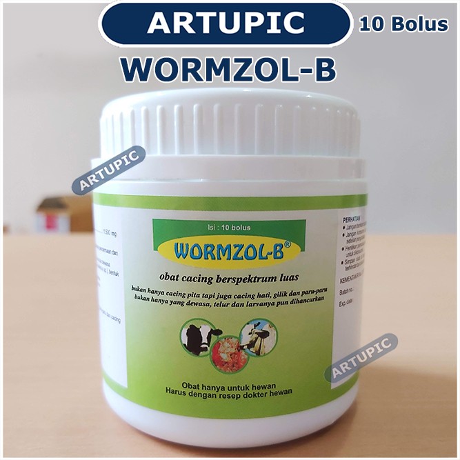 Wormzol Bolus 1 Pot isi 10 Bolus Obat Cacing Cacingan Pita Sapi Kerbau Kuda Kurus Wormzol-B