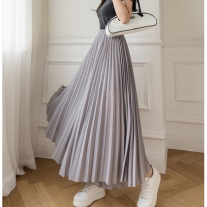 【Blossom】korean  Plain Pleated Wide Leg Pants 7258