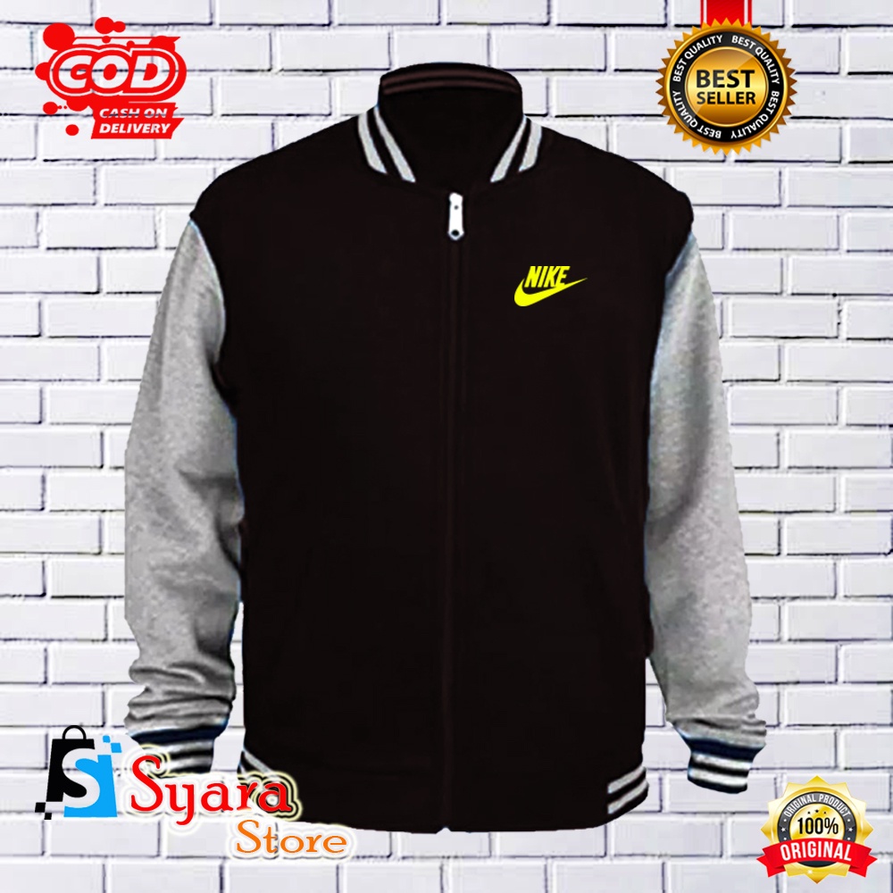 Syara Store / Jaket Varsity Baseball Nike Kuning/ Jaket Distro Varsity / Jaket Baseball / Jaket Dist