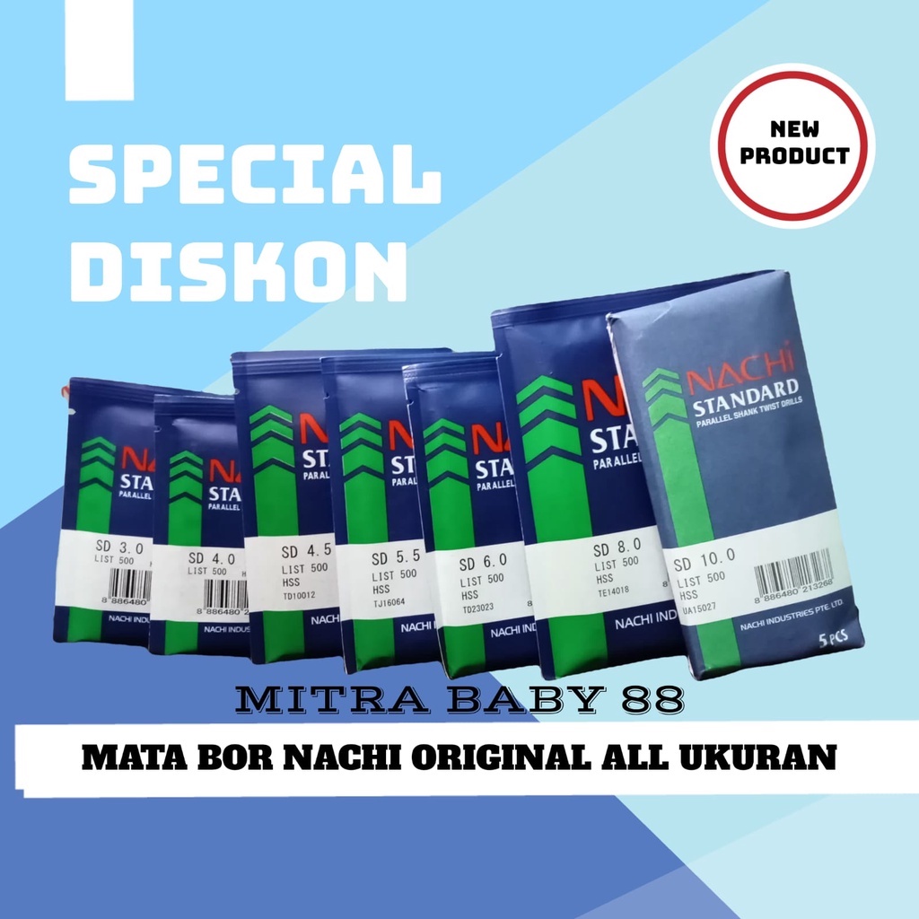 ORIGINAL !! Nachi Mata Bor Besi HSS Asli 2/ 2.5/3.0/ 3.5/4.0/ 4.5/ 5/ 5.5/ 6.0/ 8.0/ 10.0 mm (ORIGINAL 100%) HARGA PER 1 pcs