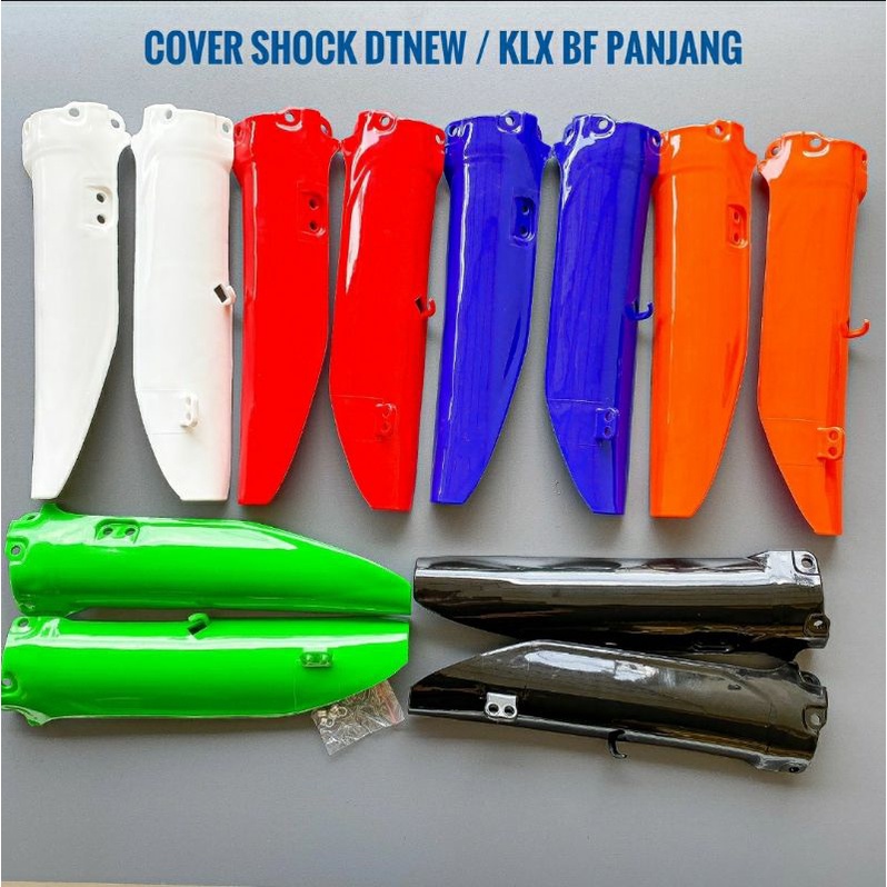 Cover Tutup Pelindung Shock Sok Depan Kawasaki KLX BF / Dtracker Panjang Long Series Hitam Biru Hija