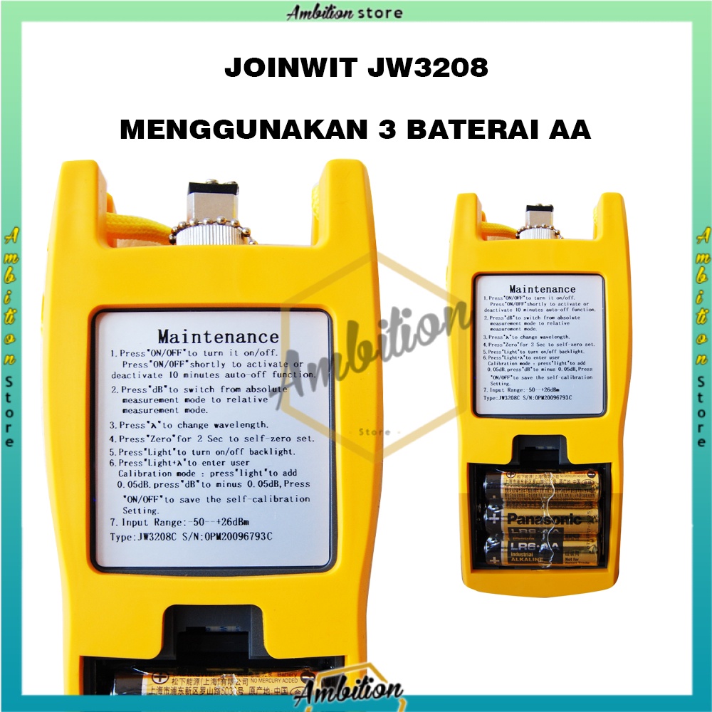 OPM Joinwit JW3208C Optical Power Meter Fiber Optik Tester FO Konektor SC FC ST LC [COD]