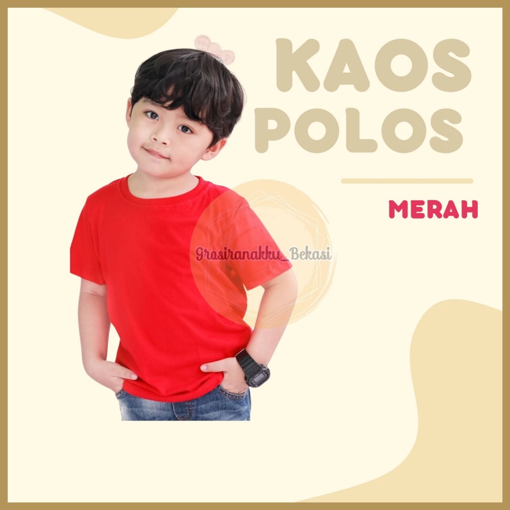 Kaos Anak Polos Merah Size 1-5Tahun