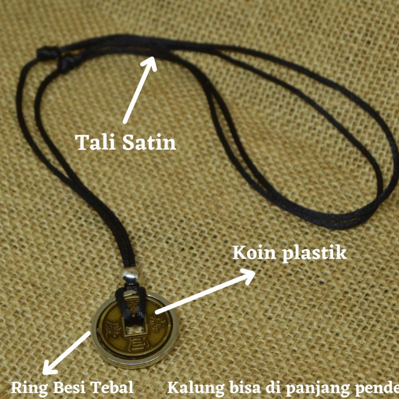 Kalung Pria Tali Cowok Keren Liontin Koin Plus Ring Premium Termurah  KTC17