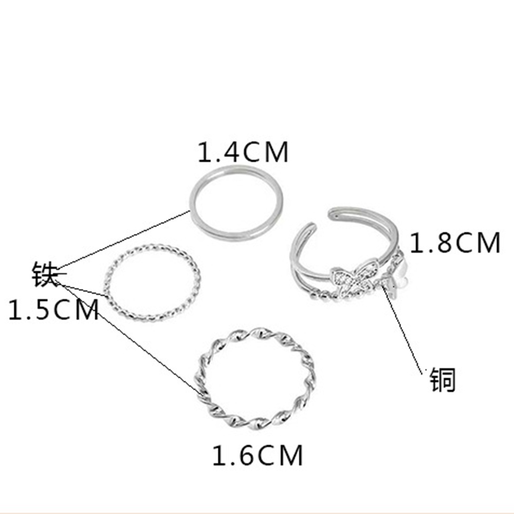 aaoottuuoo5.id Cod   4pcs Hip-hop Style Opening Adjustable Index Finger Ring Personality Ring Jewelry Gifts Daily