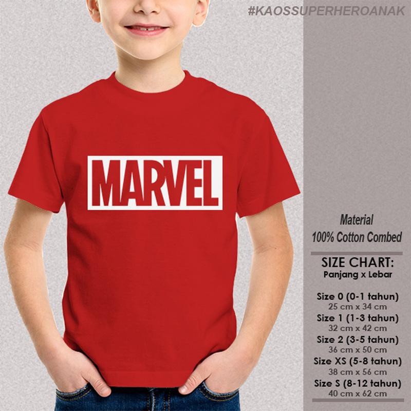  KAOS  SUPERHERO ANAK baju  distro MARVEL LOGO  RED keren  