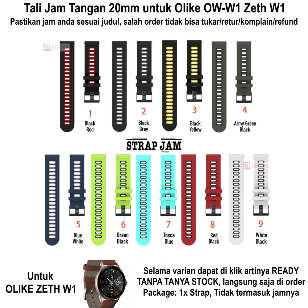 Tali Jam Olike OW-W1 Zeth W1 - Strap 20mm Rubber Silikon Dual Tone Color