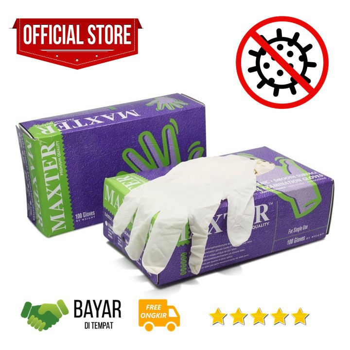 Sarung tangan karet handscoon medis maxter latex ecer murah per biji glove anti corona covid 19