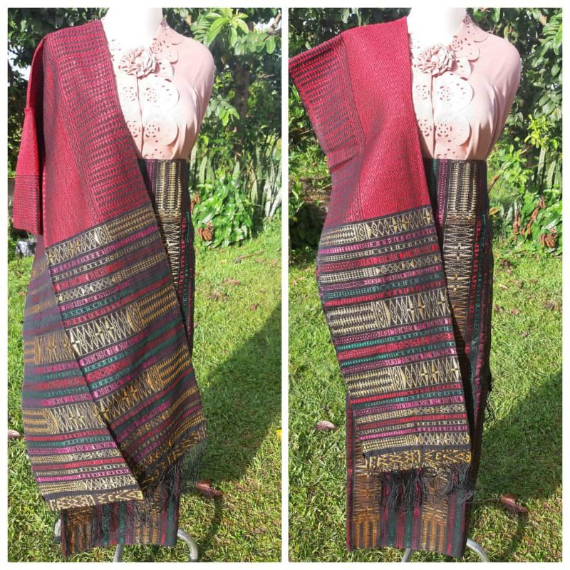 sm1#SONGKET SEMI TUMTUMAN MERAH GOLD TENUN TARUTUNG