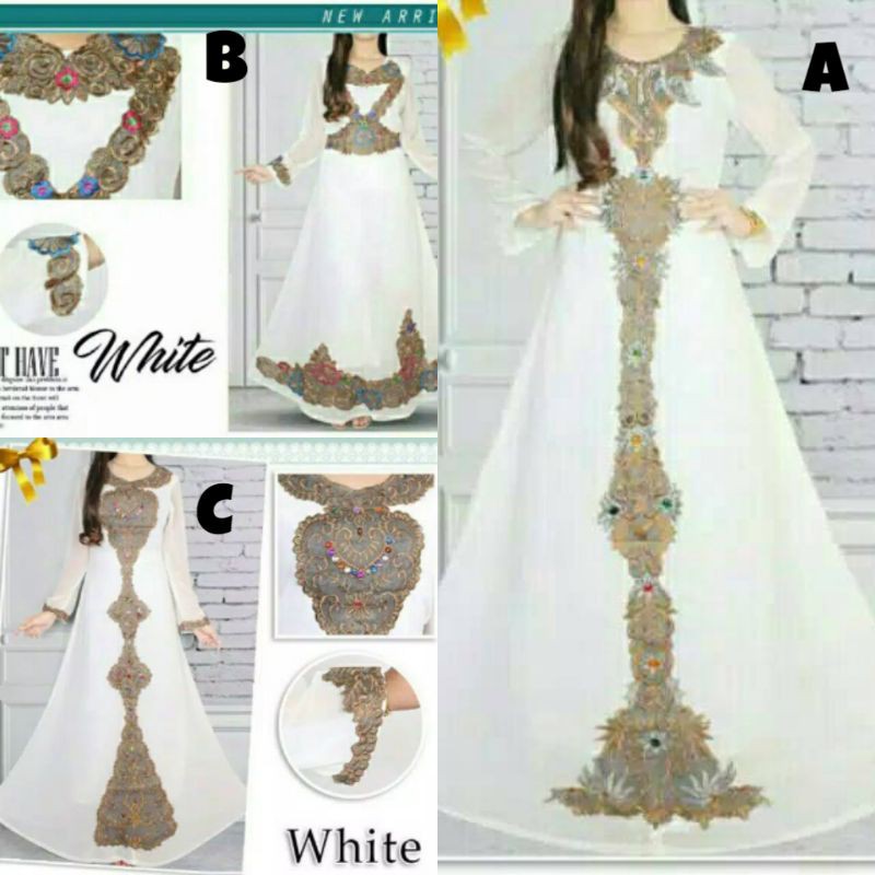 Gamis White Baju Muslim Wanita Gamis Pesta Maxi White Bordir Gamis Lebaran