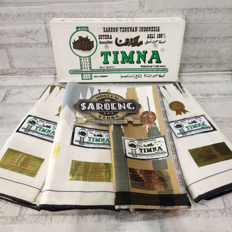 Sarung Tenun Timna Full Sutera / Sutra Spunsilk benang 210 Songket Gunung Timbul Spesial Putih