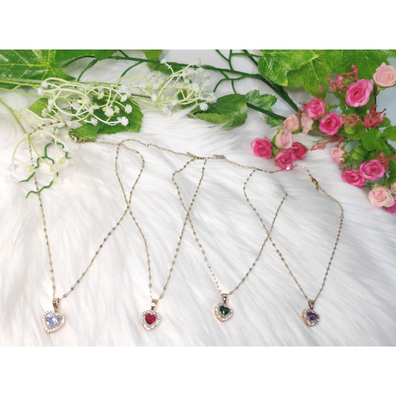 Fourfashion Kalung Titanium Liontin Xuping Love Batu Permata Kekinian