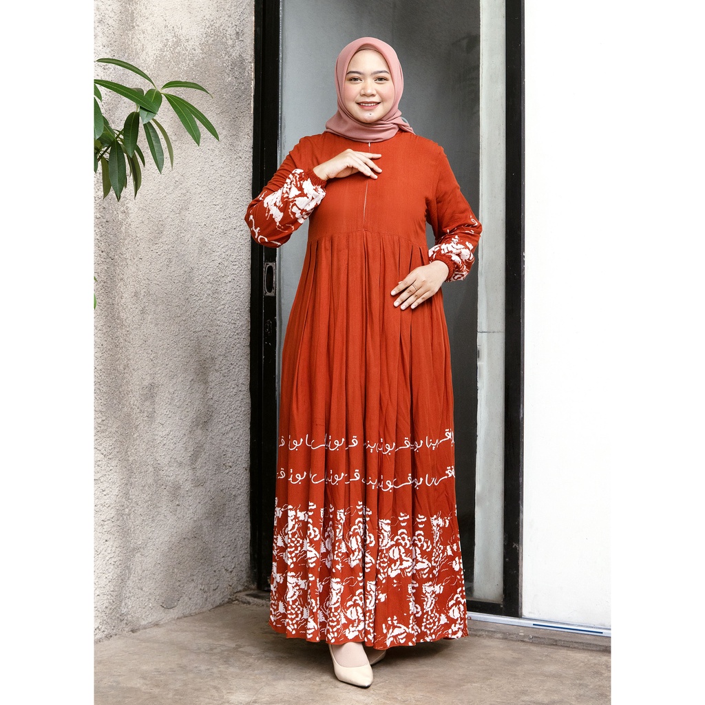 [BISA COD] GAMIS TIE DYE KEKINIAN / GAMIS KATUN RAYON / GAMIS TWILL ORI / GAMIS BUSUI-Qorina Letter Flower
