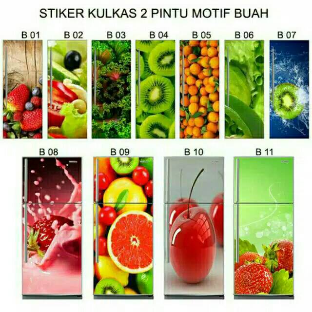 Sticker kulkas 1 pintu atau kulkas 2 pintu motif buah