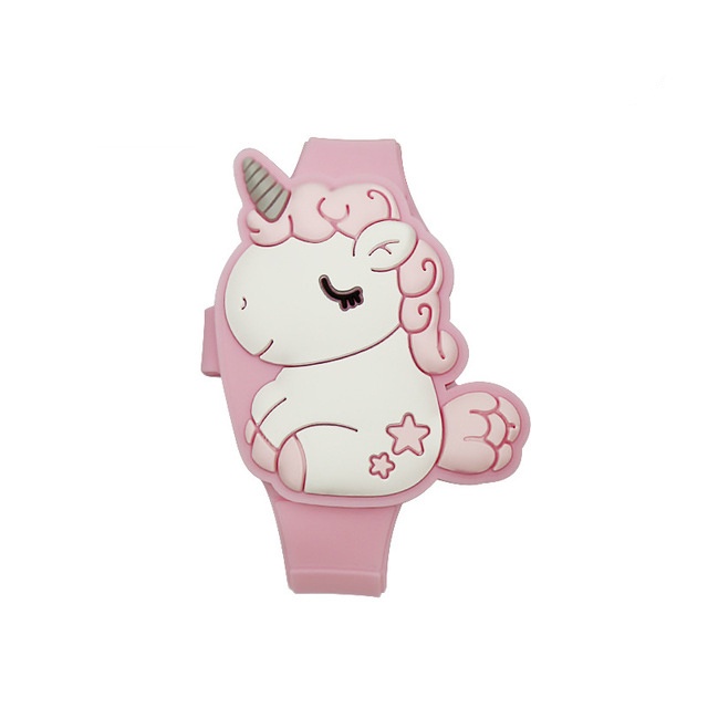 Jam Tangan Anak Desain Unicorn Dengan Lampu LED Bahan Silikon